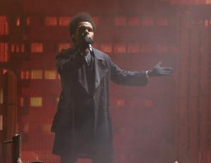 The Weeknd performing at Gillette Stadium